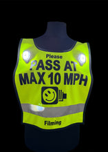 Load image into Gallery viewer, Hi viz Horse rider Tabards - PASS AT MAX 10MPH with Speed Camera Logo