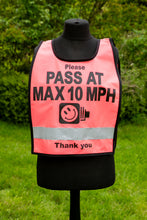 Load image into Gallery viewer, HI viz Horse rider Tabards - PASS AT MAX 10MPH with Speed Camera Logo