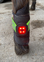 Load image into Gallery viewer, Light band - horse, rider or dog - red or white rechargeable LED light, 3 sizes, elasticated hi viz orange, yellow or pink