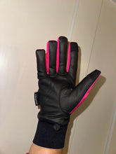 Load image into Gallery viewer, Hi viz yellow or orange waterproof and warm yard/riding gloves with touch screen pads.