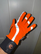 Load image into Gallery viewer, Hi viz yellow or orange waterproof and warm yard/riding gloves with touch screen pads.
