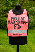 Load image into Gallery viewer, HI viz Horse rider Tabards - PASS AT MAX 10MPH WITH A SPEED CAMERA LOGO