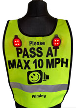 Load image into Gallery viewer, HI viz Horse rider Tabards - PASS AT MAX 10MPH WITH A SPEED CAMERA LOGO