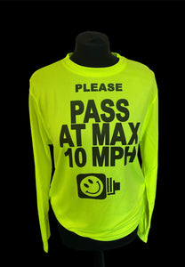 Hi viz wicking and cooling performance  unisex t shirt, long or short sleeves, printed front AND back.