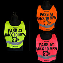 Load image into Gallery viewer, Hi viz Horse rider Tabards - PASS AT MAX 10MPH with Speed Camera Logo
