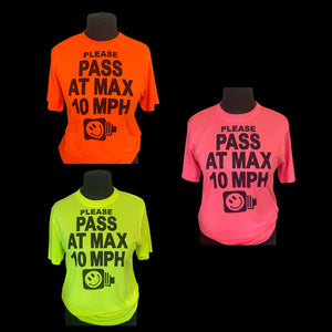 Hi viz wicking and cooling performance  unisex t shirt, long or short sleeves, printed front AND back.