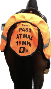 WATERPROOF QUARTER RUG or sheet with diagonal reflective stripe. Driver message on tail flap, optional lights.  Pink, hi viz orange or yellow.