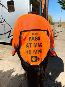 Mesh hi viz quarter sheet with the large driver message on the tail flap.  HI viz yellow, orange or pink!  LED lights can be added to the tailflap.